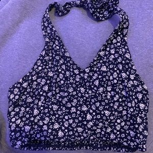 American Eagle Cropped Tank Size Medium Navy Blue/White